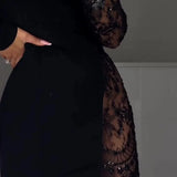 Mălina – Rochie neagră cu dantelă asimetrică