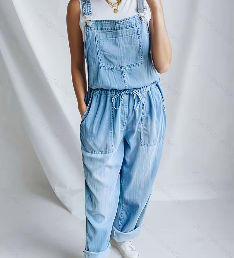 Luiza – Salopetă denim cu pieptar