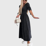 Teona – Rochie denim cu fundițe