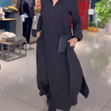 Alida – Rochie-cămașă lungă cu fante