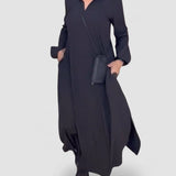 Alida – Rochie-cămașă lungă cu fante