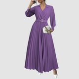 Amelia – Rochie lungă plisată cu curea