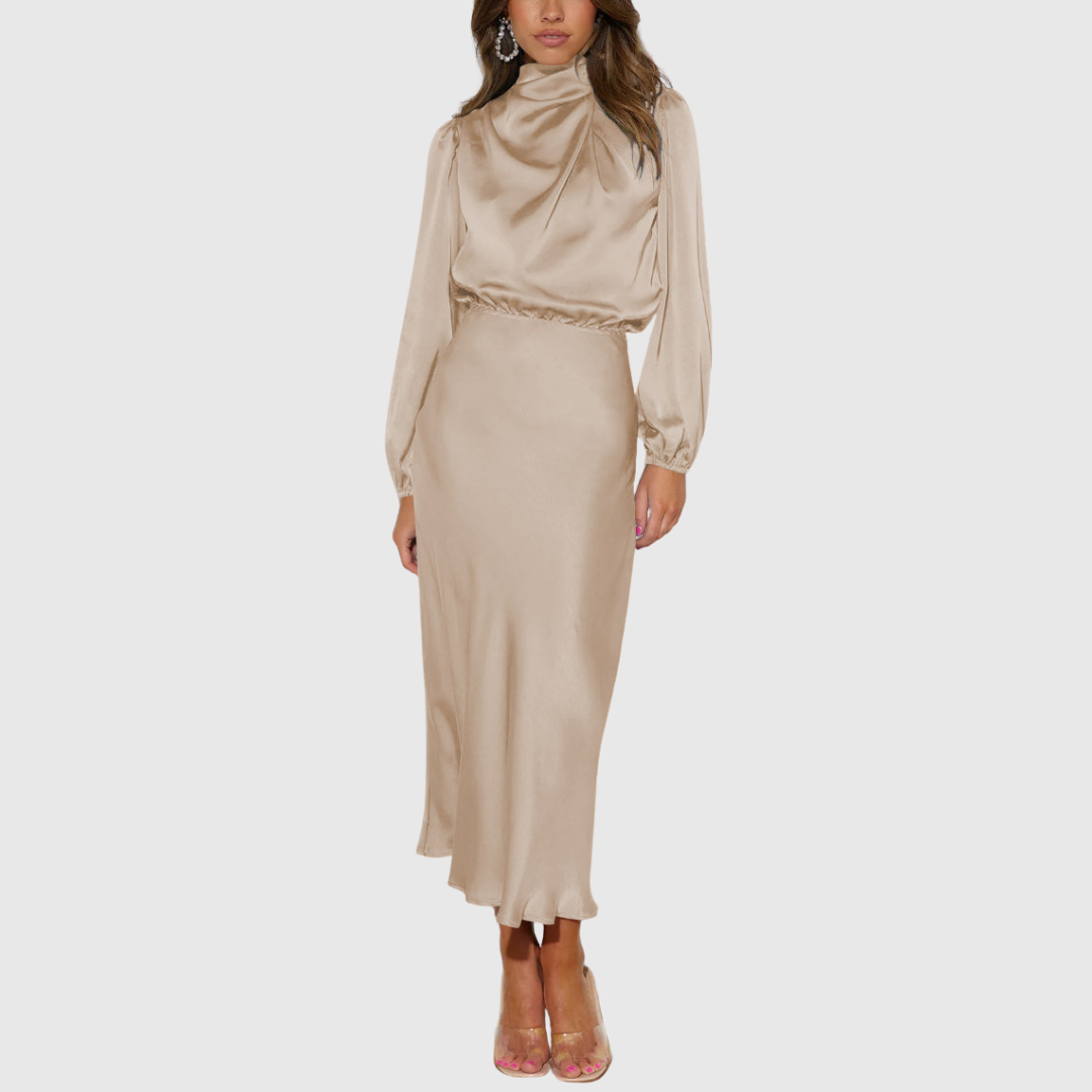 Anastasia – Rochie maxi satinată cu drapaj