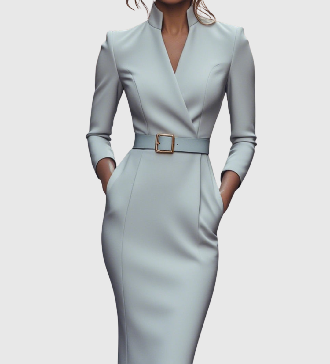 Casandra – Rochie creion cu cataramă