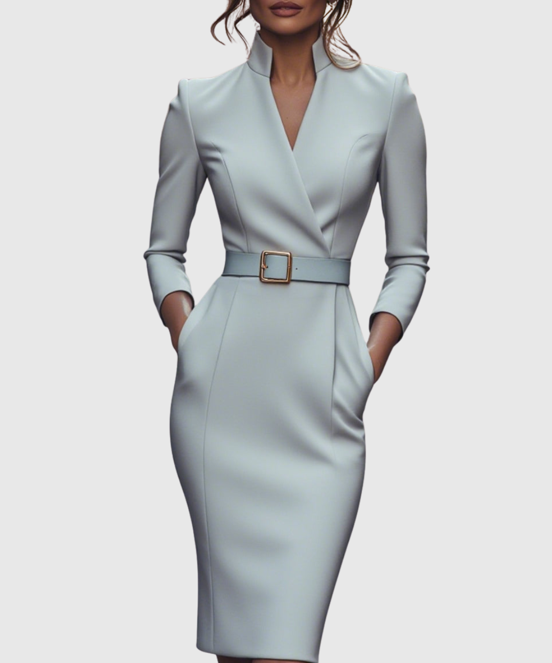Casandra – Rochie creion cu cataramă