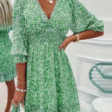 Voichița – Rochie florală cu talie încrețită