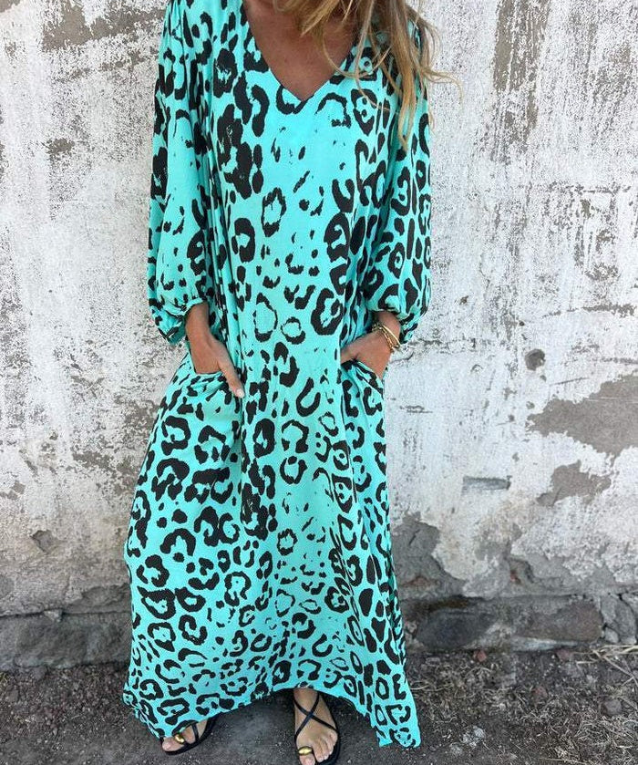 Geanina – Rochie maxi cu imprimeu animal