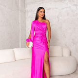 Geanina – Rochie satin asimetrică