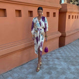 Eugenia – Rochie midi imprimată cu cordon