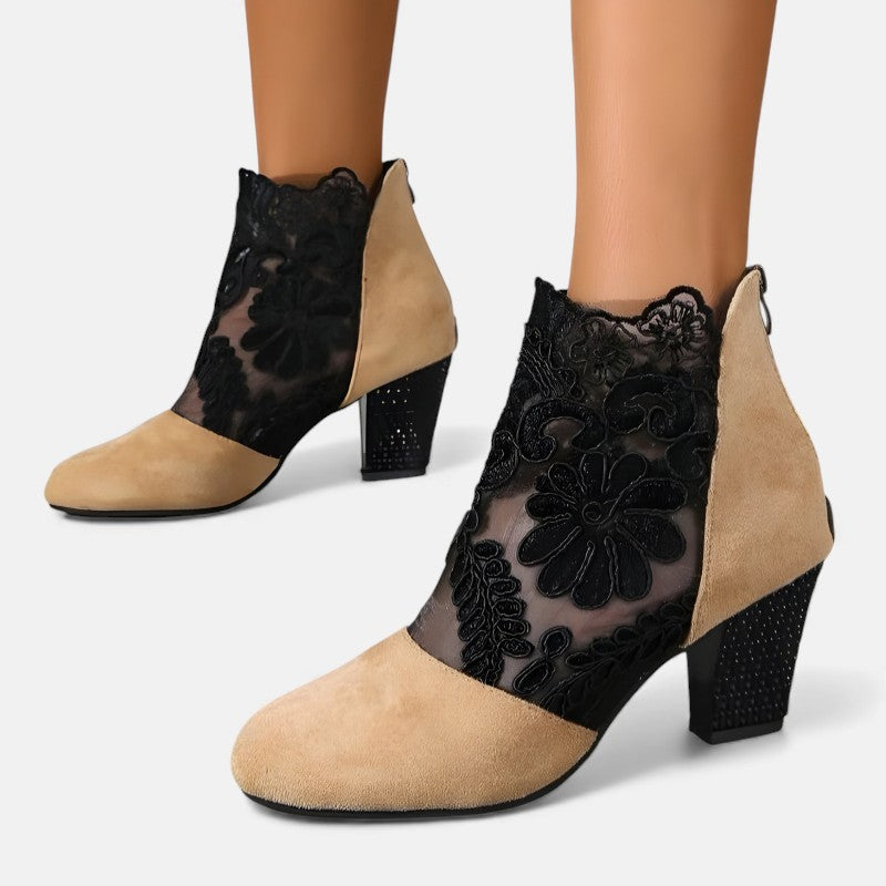 Florica – Botine cu dantelă și toc