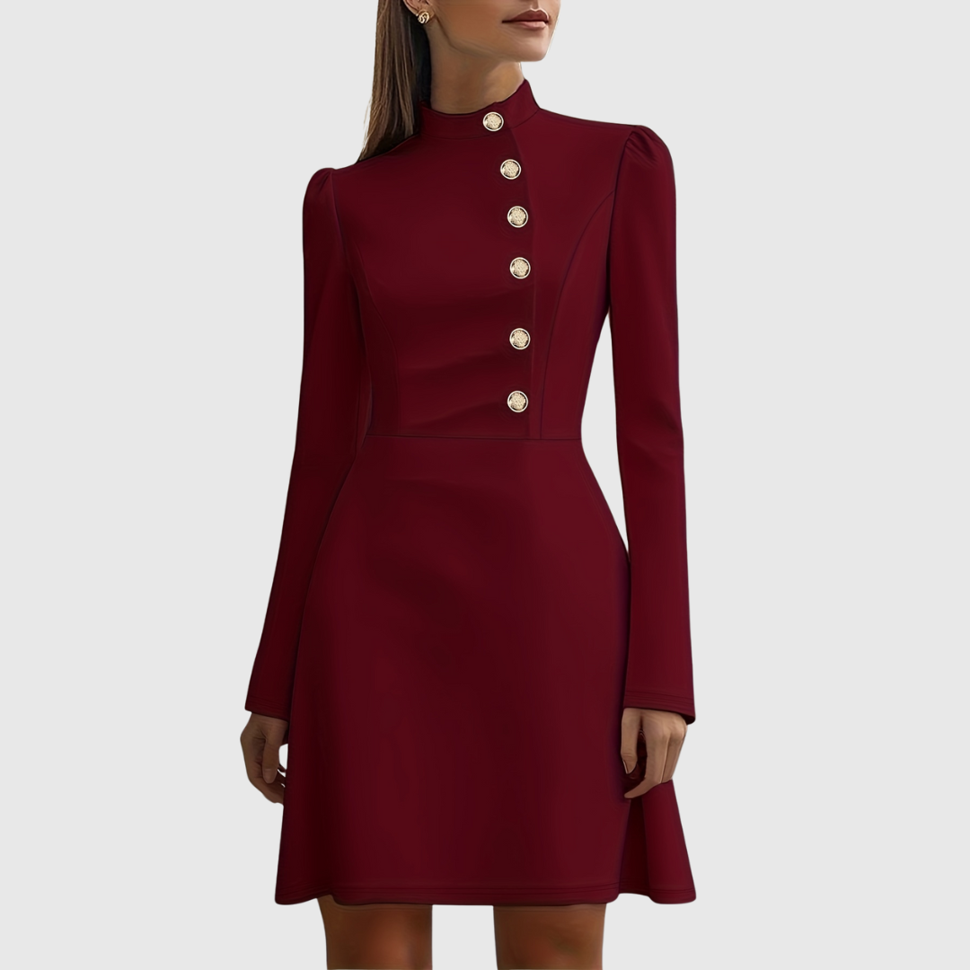 Mia – Rochie scurtă cu nasturi aurii
