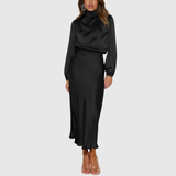 Anastasia – Rochie maxi satinată cu drapaj