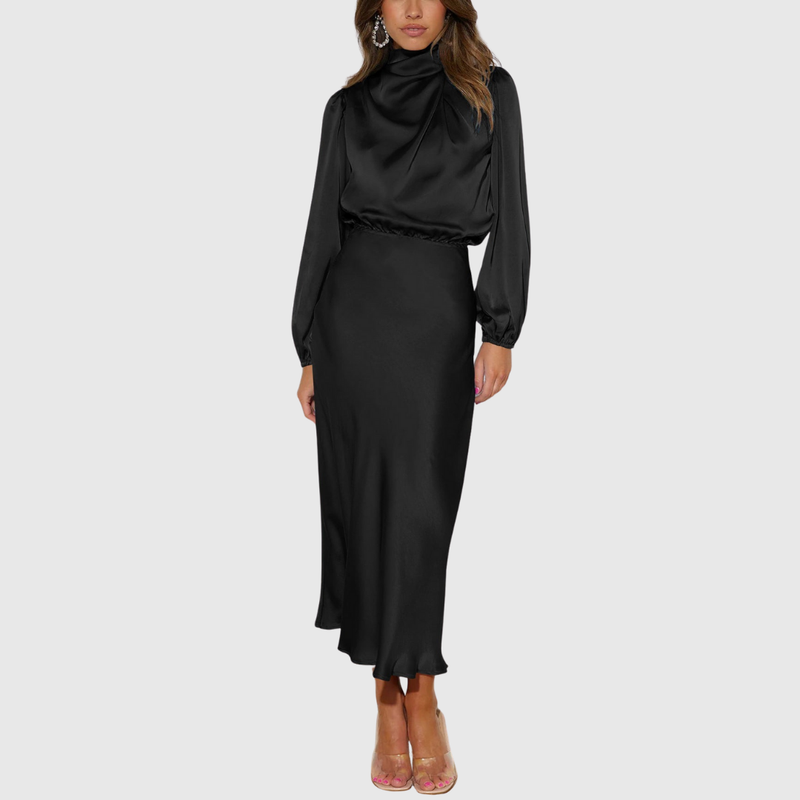 Anastasia – Rochie maxi satinată cu drapaj