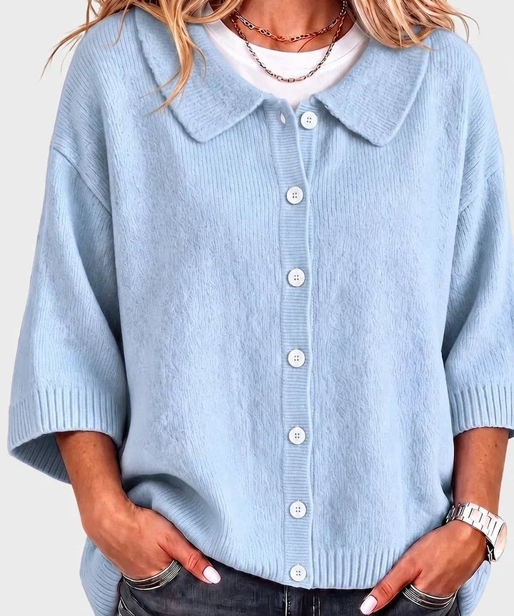 Viorica – Cardigan tricotat cu guler polo
