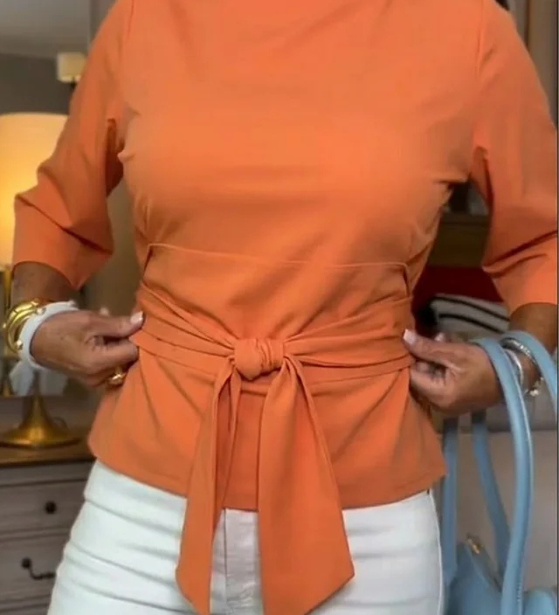 Rebeca – Bluză cu fundă în talie