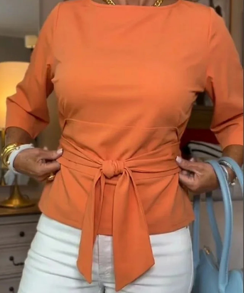 Rebeca – Bluză cu fundă în talie