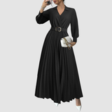 Amelia – Rochie lungă plisată cu curea