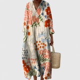 Maria-Luiza – Rochie lungă cu flori pictate