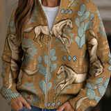 Florica – Cardigan cu fermoar și cai