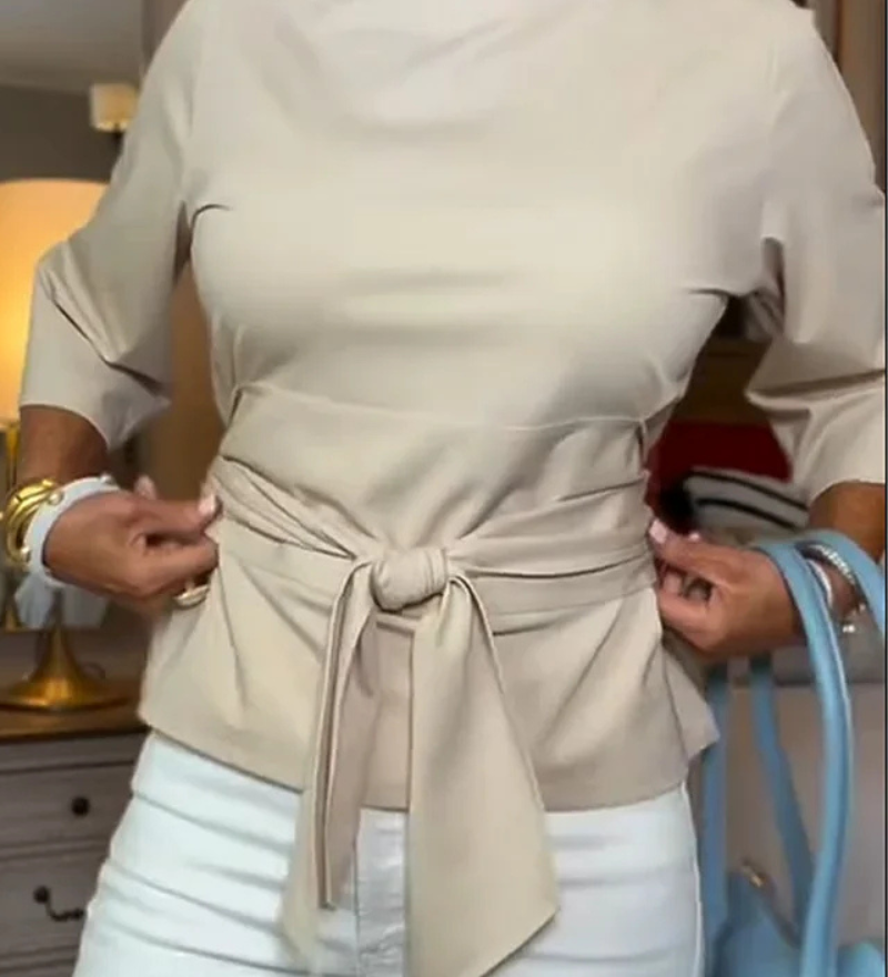 Rebeca – Bluză cu fundă în talie