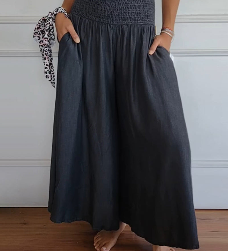 Amelia – Pantaloni largi cu talie încrețită