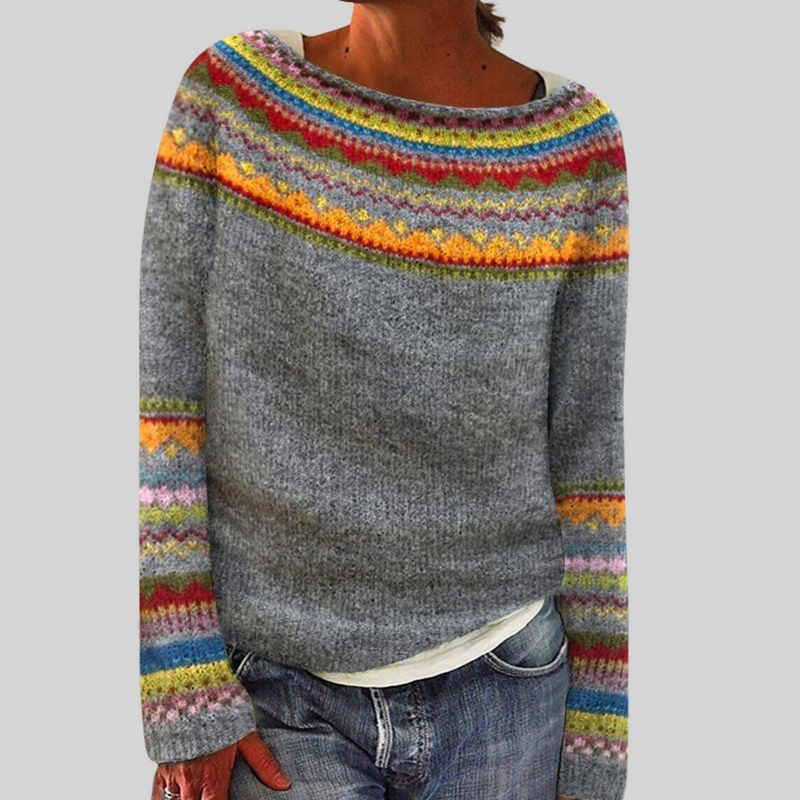 Crina – Pulover nordic cu torsade colorate