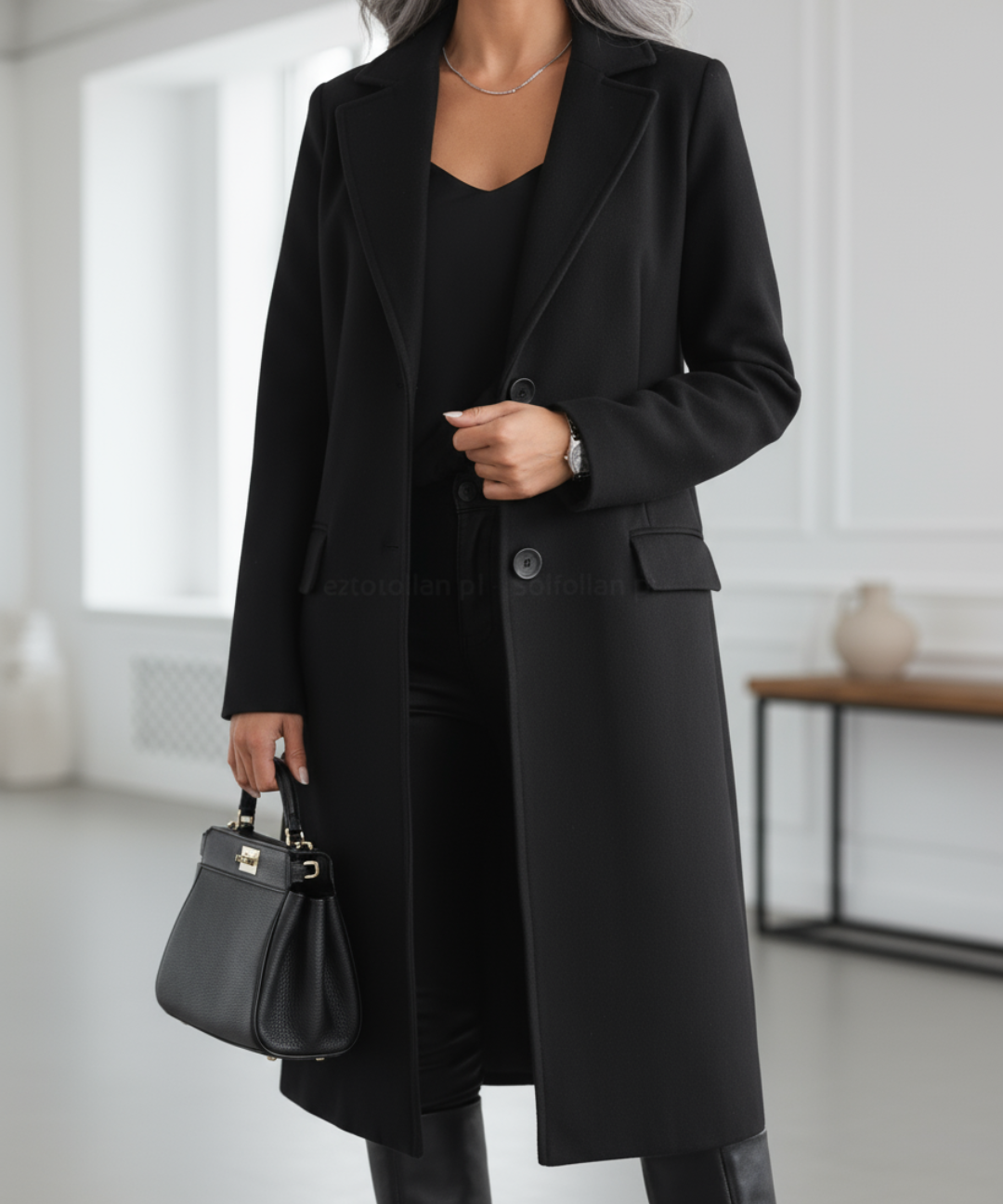 Ruxandra – Palton lung drept cu rever