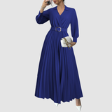 Amelia – Rochie lungă plisată cu curea