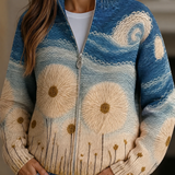 Mihaiela – Cardigan cu păpădii și fermoar