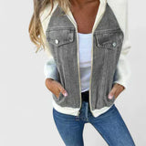Claudia – Geacă denim cu mâneci tricotate