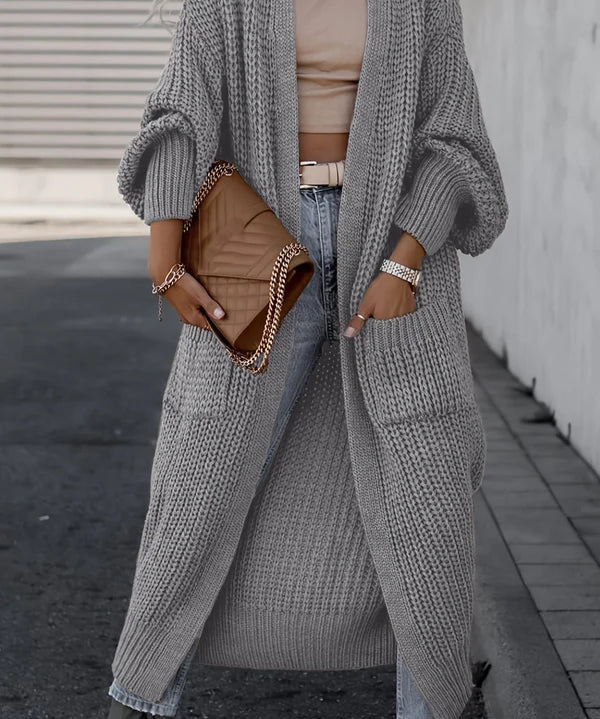 Raluca – Cardigan lung din tricot gros