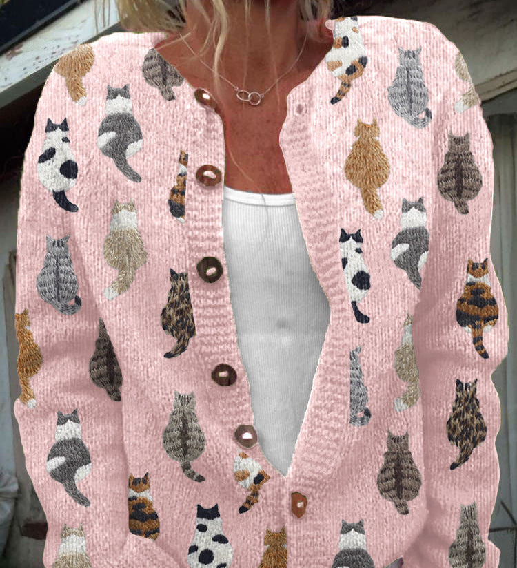 Dumitra – Cardigan tricotat cu pisici