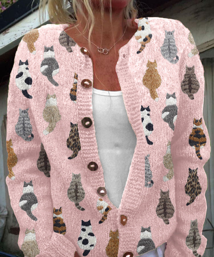 Dumitra – Cardigan tricotat cu pisici