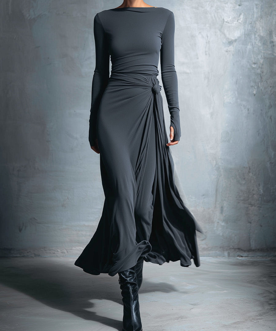 Theodora – Rochie maxi cu nod lateral
