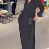 Alida – Rochie-cămașă lungă cu fante