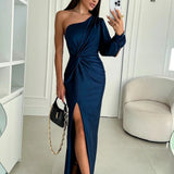 Geanina – Rochie satin asimetrică