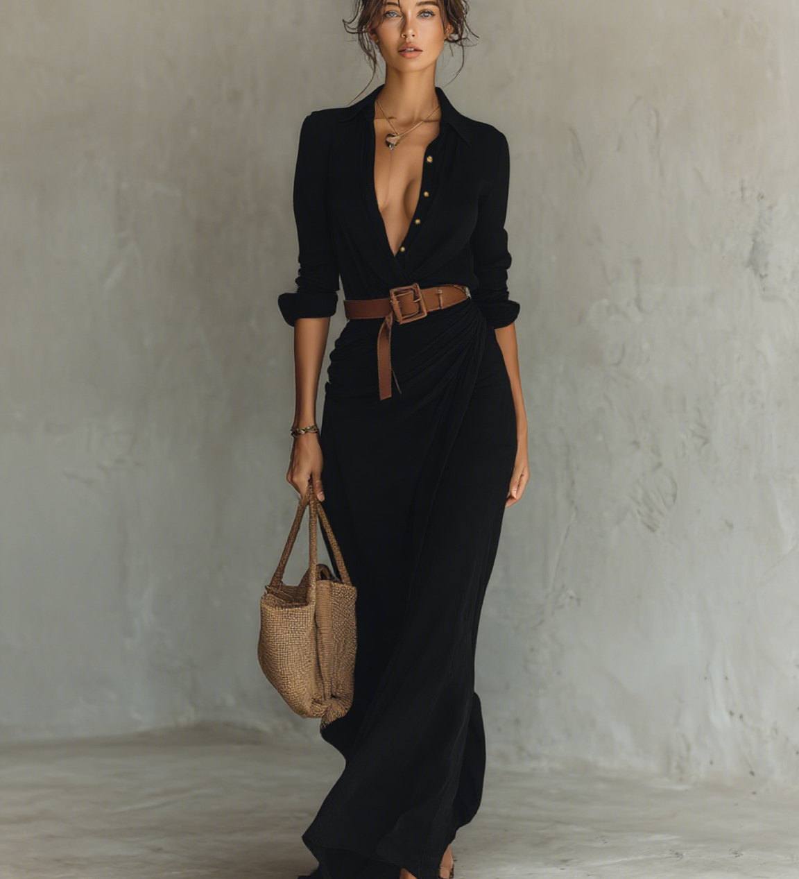 Claudia – Rochie maxi tip cămașă