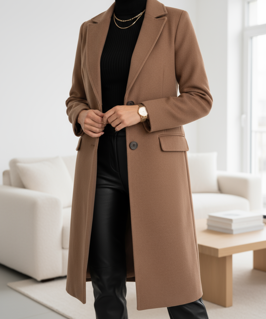 Ruxandra – Palton lung drept cu rever