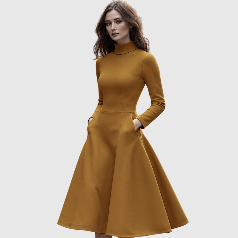 Ciprianna – Rochie evazată cu guler înalt