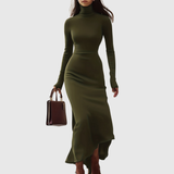 Liviana – Rochie maxi cu volan asimetric