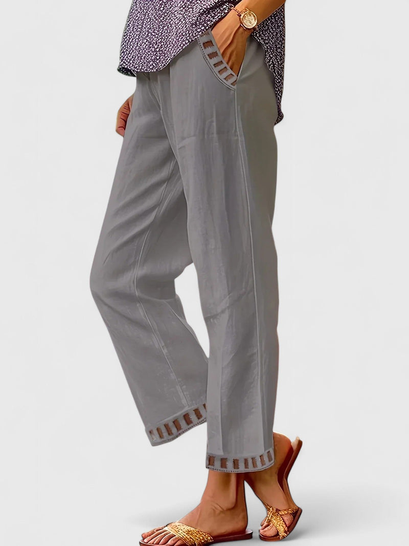Anișoara – Pantaloni crop cu margine contrast