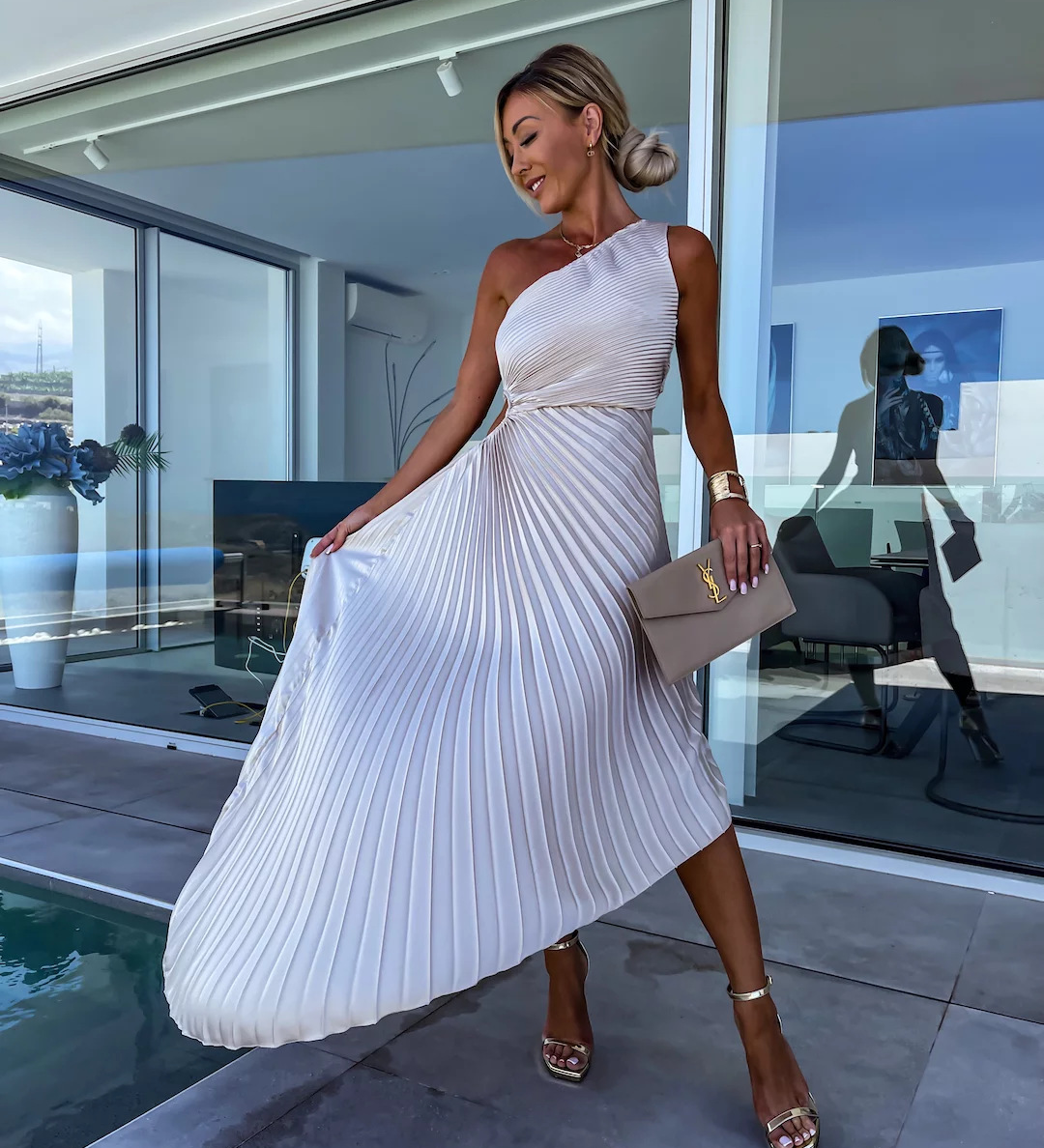 Casandra – Rochie plisată asimetrică
