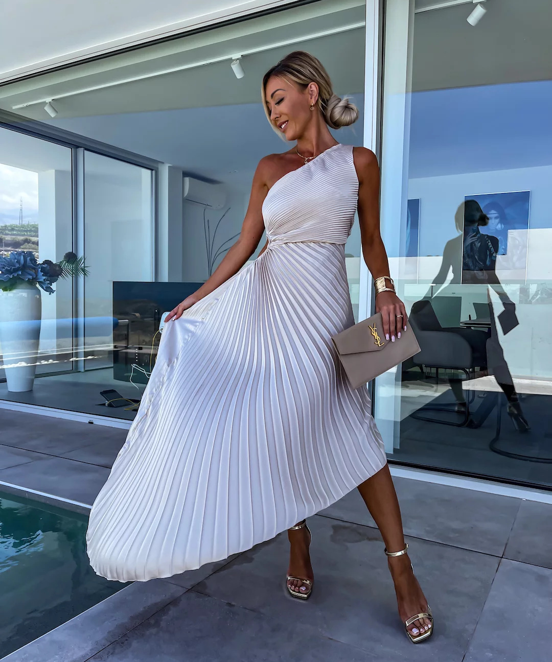 Casandra – Rochie plisată asimetrică