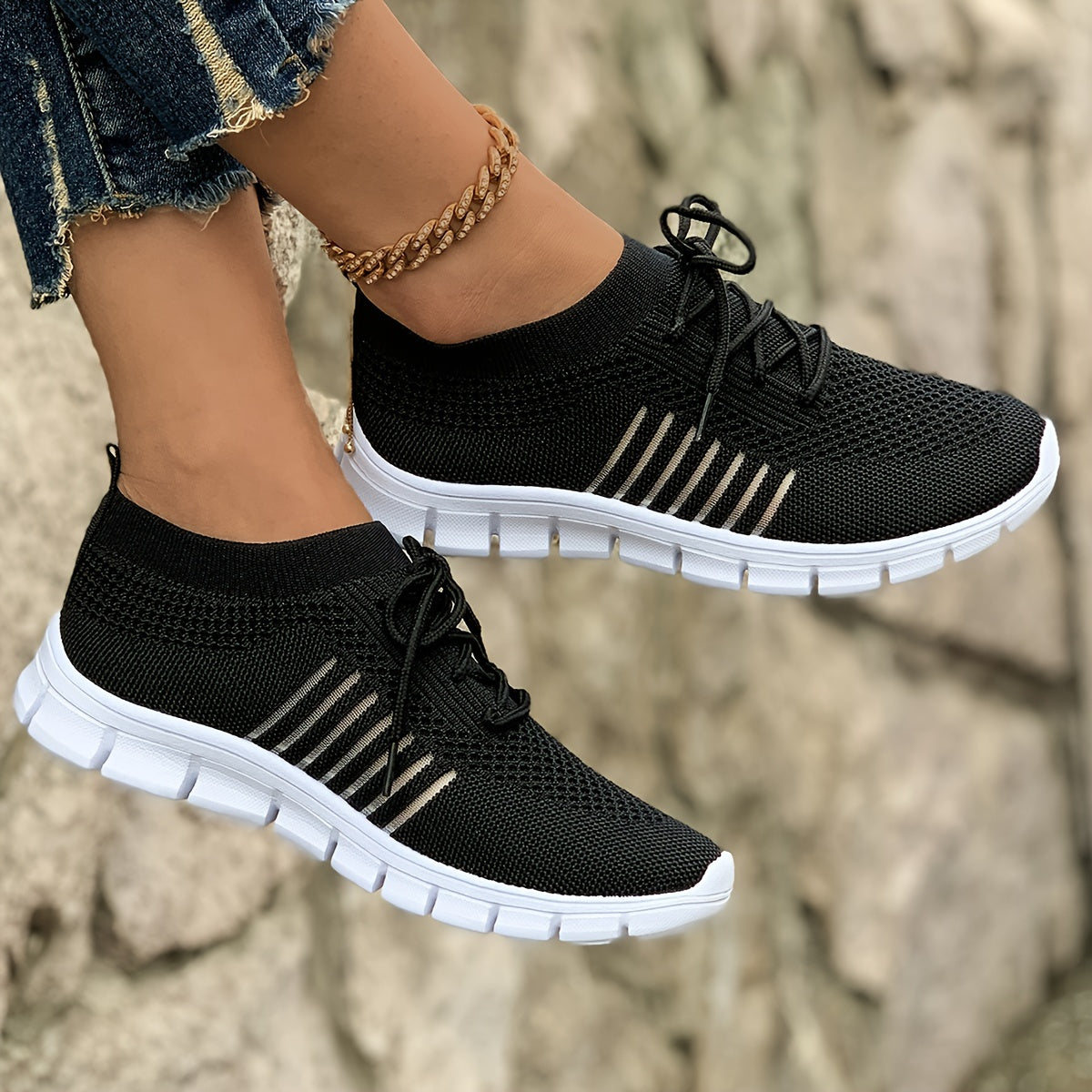 Ada – Sneakers tricotați cu dungi