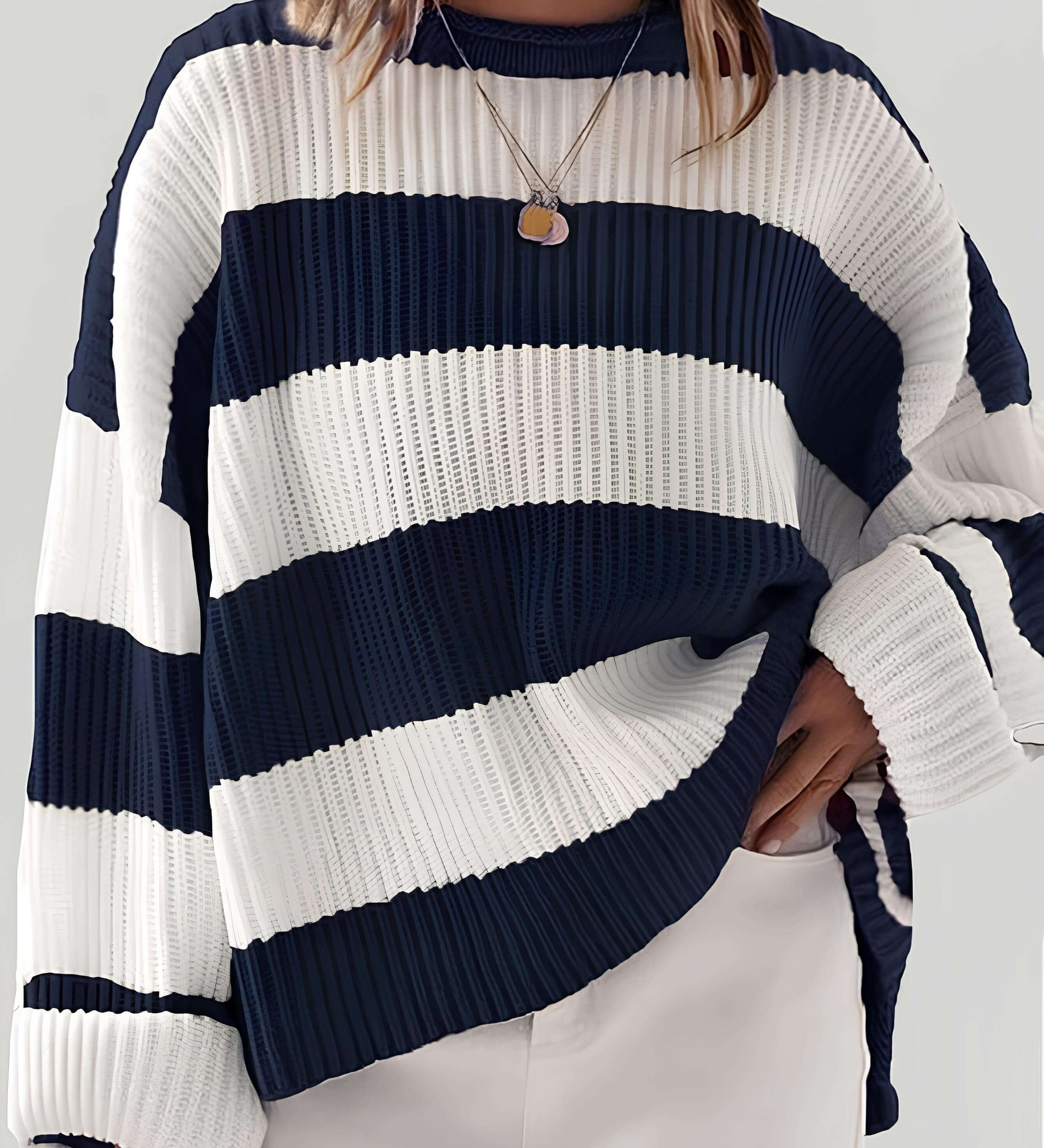 Loredana – Pulover oversized în dungi late