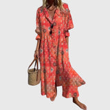 Flavia – Rochie maxi cu flori pictate