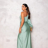 Geanina – Rochie satin asimetrică