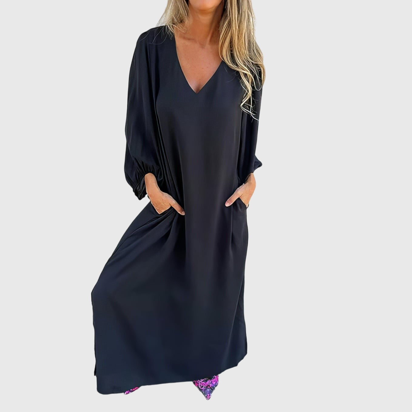 Lelia – Rochie lungă cu mâneci bufante