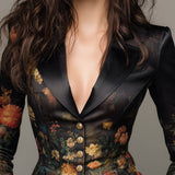 Valentina – Sacou satinat cu flori pictate