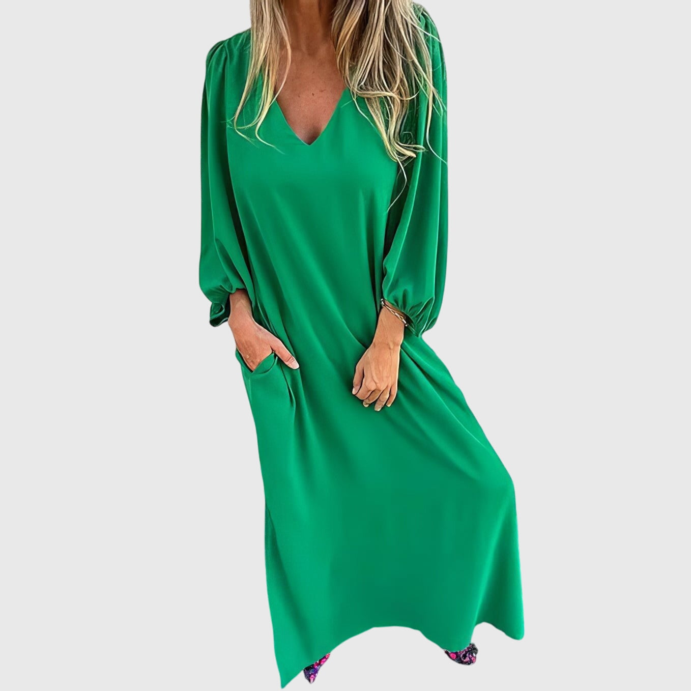 Lelia – Rochie lungă cu mâneci bufante